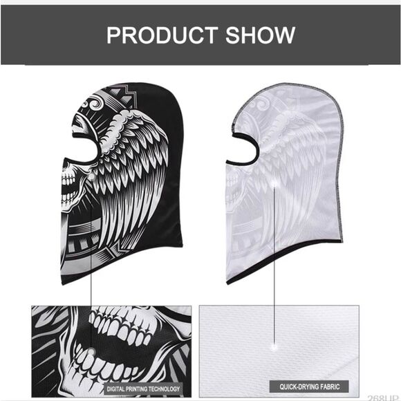 Tactical Skull Ghost Printed Full Face Mask Balaclava Halloween Ski Motorcycle - Picture 5 of 6